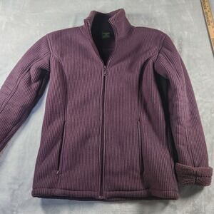 Cabelas Fleece Jacket Womens Small Purple Full Zip Sweater Mock‎ Neck Pockets